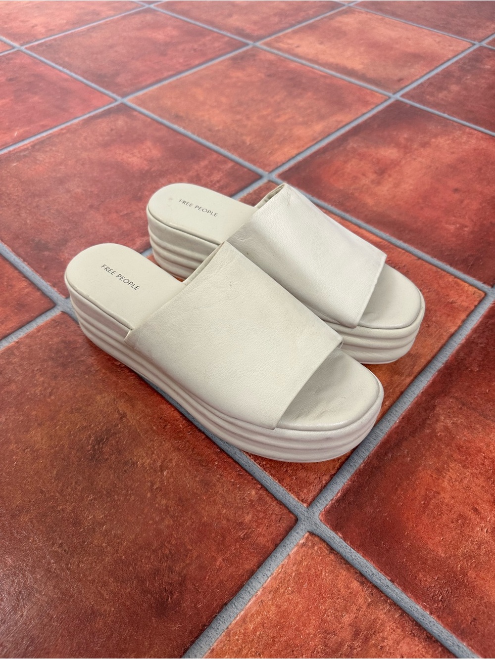 Free People Cream Platform Slide Sandals - Picture 3 of 11